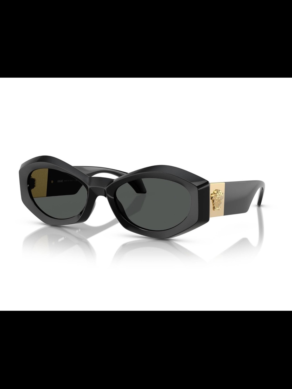 Versace Black Cat-Eye Sunglasses with Gold Medusa Temples